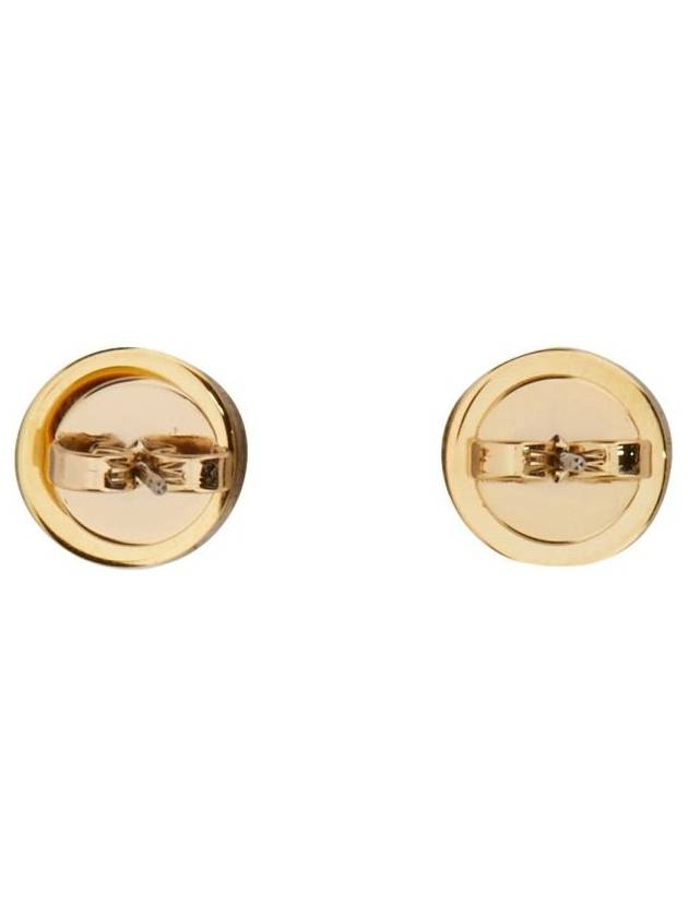 Kira Enamel Circle Stud Earrings Black Gold - TORY BURCH - BALAAN 5