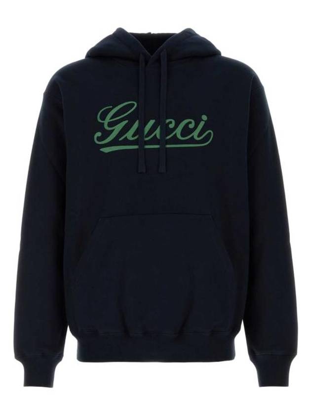 Embroidered Cotton Hoodie Navy - GUCCI - BALAAN 1