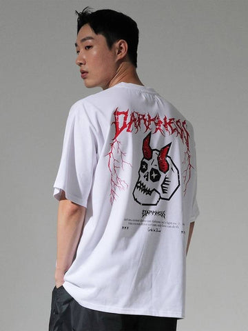 Number 10 Single Crack Vintage Darkness Print Overfit Short Sleeve Tee White - CODE I'M - BALAAN 1