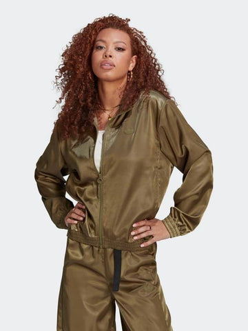 Satin Jacket HF2112 Khaki WOMENS - ADIDAS - BALAAN 1