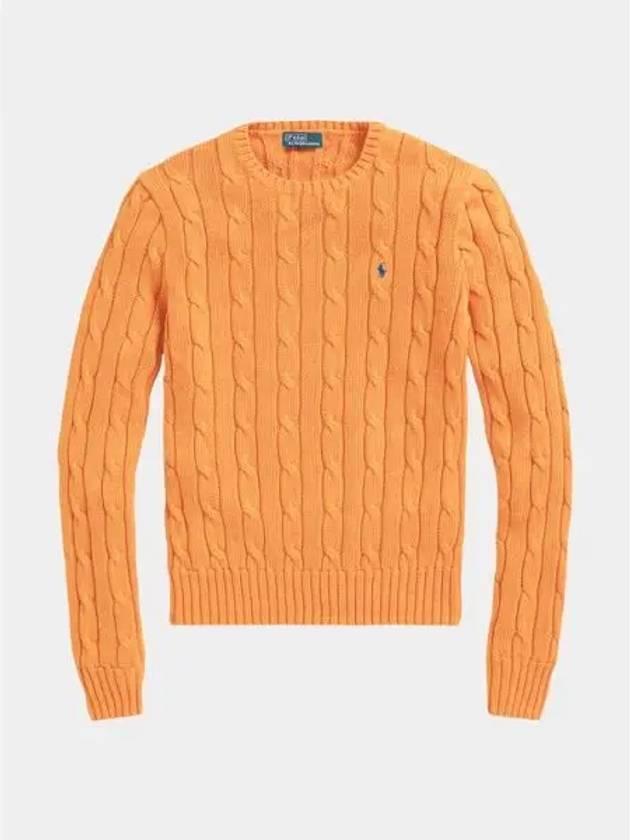 Embroidered Logo Pony Cable Knit Top Orange - POLO RALPH LAUREN - BALAAN 2