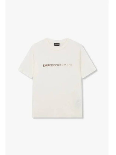 Men s Embroidered Logo Crewneck T Shirt Ivory - EMPORIO ARMANI - BALAAN 1