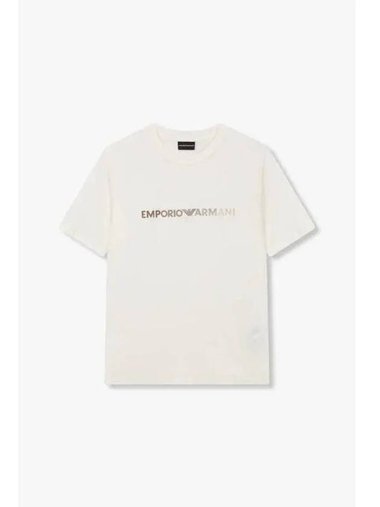 Men s Embroidered Logo Crewneck T Shirt Ivory - EMPORIO ARMANI - BALAAN 1