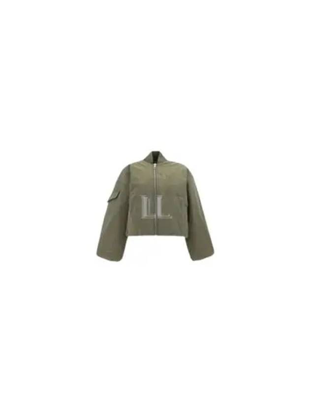 Drop Oversized Zipper Twill Bomber Jacket Kalamata - GANNI - BALAAN 2