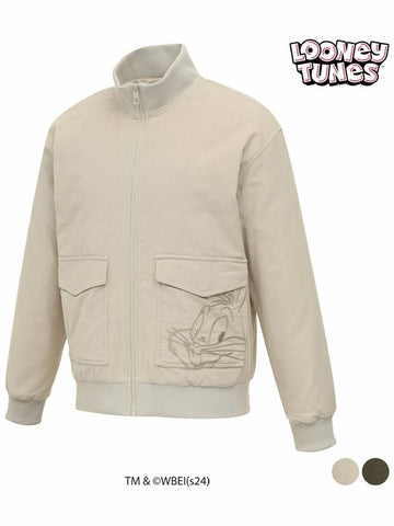 Men s Bugs Bunny embroidery high neck corduroy zip up jumper SO3MJP015 - SPARKS - BALAAN 1