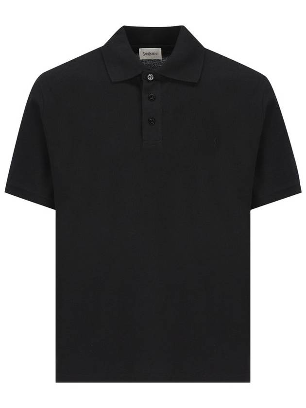 Cassandre Polo Shirt Black - SAINT LAURENT - BALAAN 2