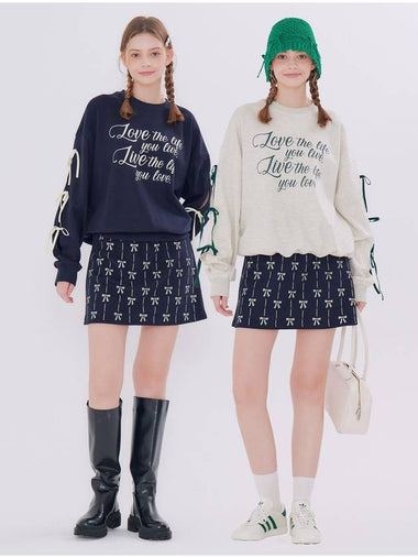 MET ribbon detail sweatshirt mini skirt set - METAPHER - BALAAN 1