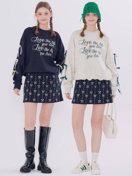 MET ribbon detail sweatshirt mini skirt set - METAPHER - BALAAN 1