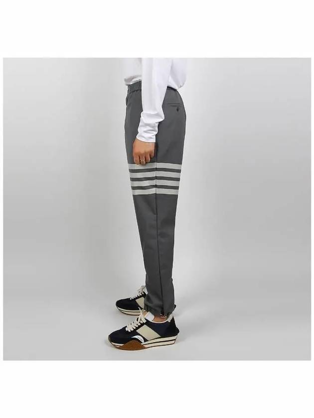 Plain Weave 4-Bar Elastic Waist Track Pants Grey - THOM BROWNE - BALAAN 4