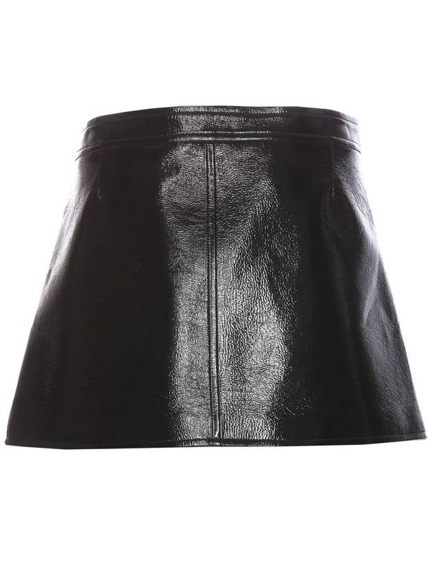 Buckle Zipper Vinyl Mini A Line Skirt Black - COURREGES - BALAAN 3