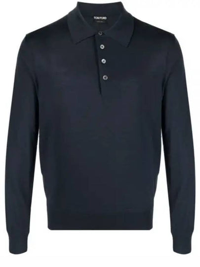 Knit Wool Long Sleeve Polo Shirt Navy - TOM FORD - BALAAN 2