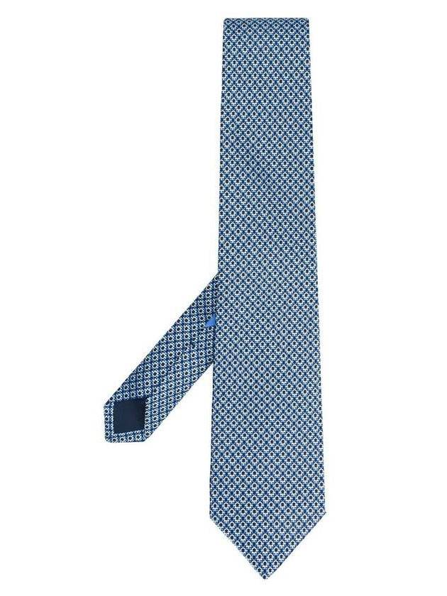 Gancini Pattern Silk Tie Blue - SALVATORE FERRAGAMO - BALAAN 1