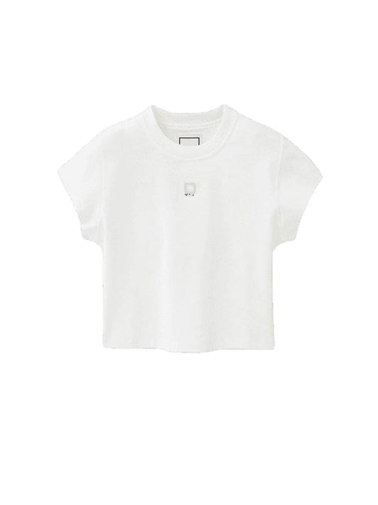 Women's Crop Short Sleeve T-Shirt White - WOOYOUNGMI - BALAAN 1