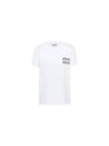 Embroidered Logo Cotton Short Sleeved T-shirt White Crystal - MIU MIU - BALAAN 2