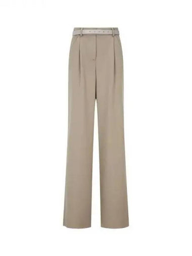 Women s Belted One Chin Wide Shooting Pants Dark Beige 271498 - GIORGIO ARMANI - BALAAN 1