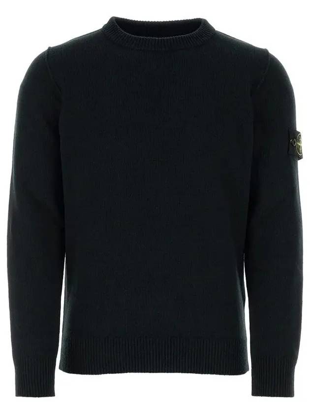 Logo Patch Lambswool Crewneck Knit Top Navy - STONE ISLAND - BALAAN 2