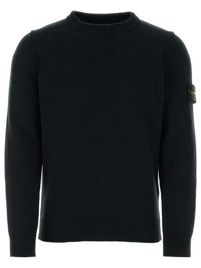 Logo Patch Lambswool Crewneck Knit Top Navy - STONE ISLAND - BALAAN 2