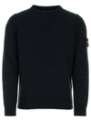 Logo Patch Lambswool Crewneck Knit Top Navy - STONE ISLAND - BALAAN 2