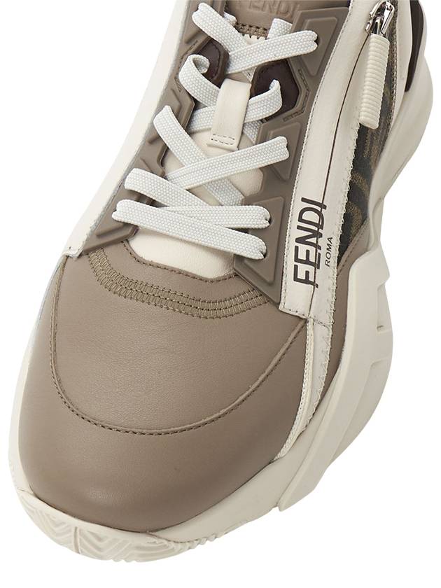 Flow FF Jacquard Leather Running Low Top Sneakers Beige - FENDI - BALAAN 8