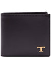 Men's Logo Plaque Leather Half Wallet Black - TOD'S - BALAAN 2