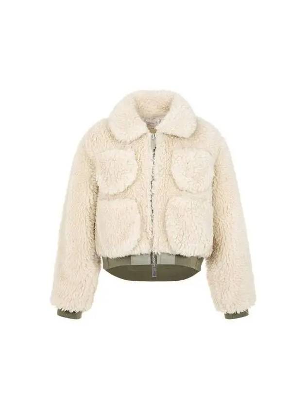 Women's Shearling Cropped Collar Blouson Ivory 271727 - SACAI - BALAAN 1