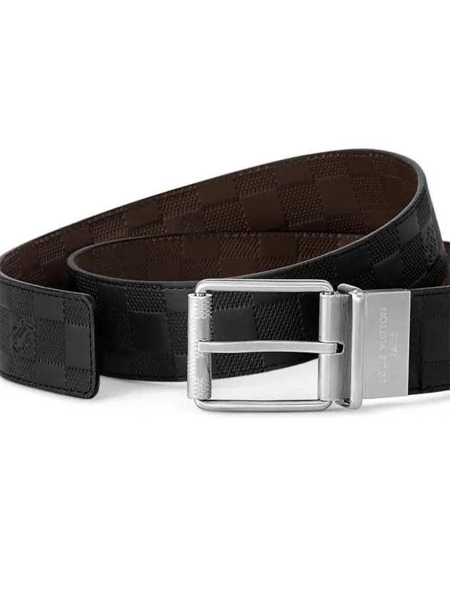 Men's Damier Print Reversible 40MM Leather Belt Black Brown - LOUIS VUITTON - BALAAN 4