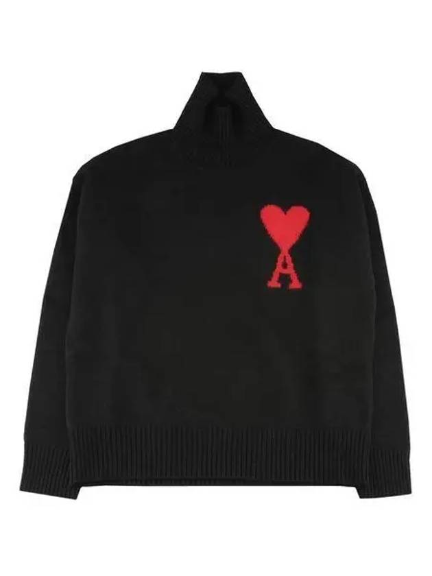 Heart Logo Knit Turtleneck Black - AMI - BALAAN 2