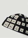 Checkerboard facefold brim wool knit beanie - ACNE STUDIOS - BALAAN 3