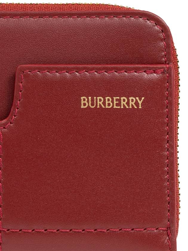 Snip Embossed Logo Zip Around Half Wallet Ruby - BURBERRY - BALAAN 6