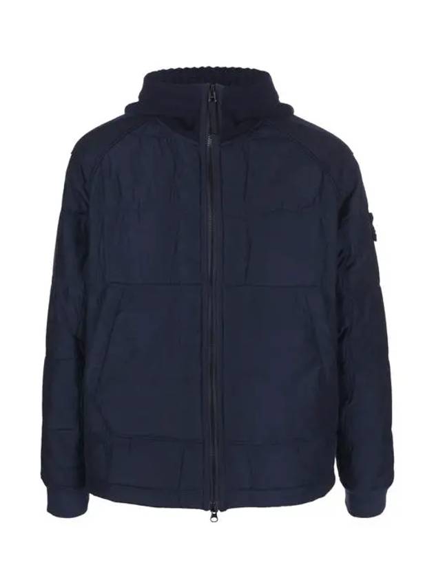 Wappen Patch Quilted Cupro Cotton Zip Up Hoodie Navy - STONE ISLAND - BALAAN 3