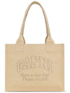 Cream Large Canvas Tote Bag Butter - GANNI - BALAAN 2