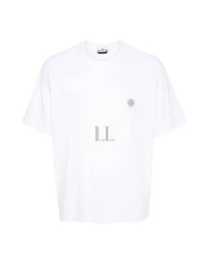 Compass Patch Regular Fit Cotton Short Sleeve T-Shirt White - STONE ISLAND - BALAAN 2