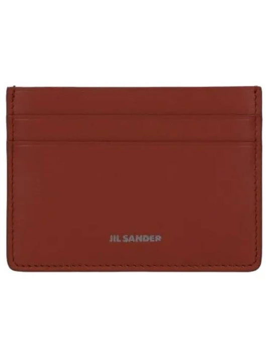 Logo Leather Card Holder Red Wallet - JIL SANDER - BALAAN 1