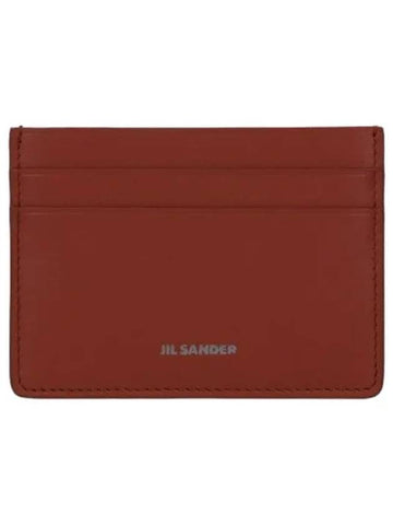 Logo Leather Card Holder Red Wallet - JIL SANDER - BALAAN 1