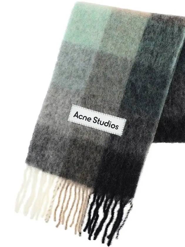 Check Mohair Muffler Green Grey Black - ACNE STUDIOS - BALAAN 4