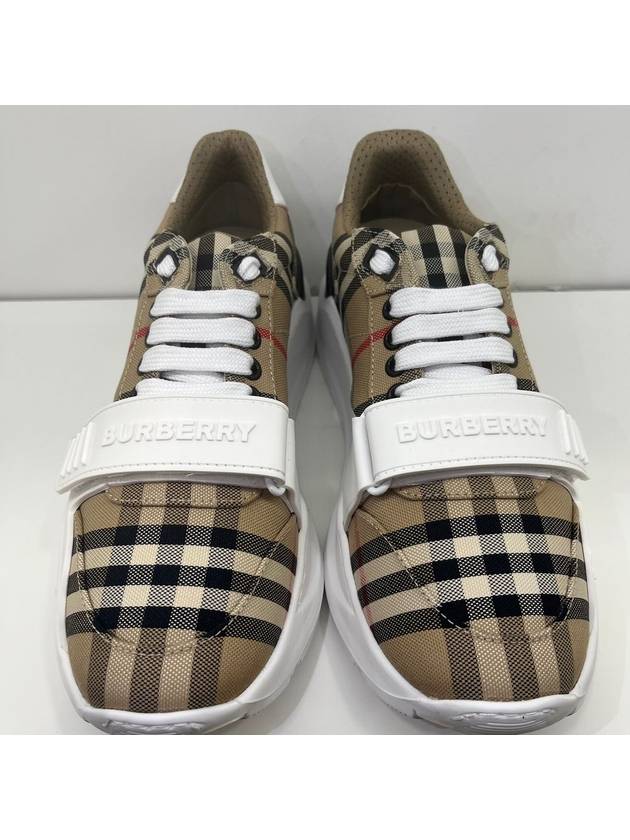 Vintage Check And Leather Sneakers White Archive Beige - BURBERRY - BALAAN 5