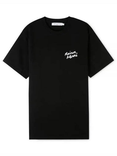 Men s Mini Handwriting Black Short Sleeve T Shirt IM00130KJ0035 BK 1157323 - MAISON KITSUNE - BALAAN 1