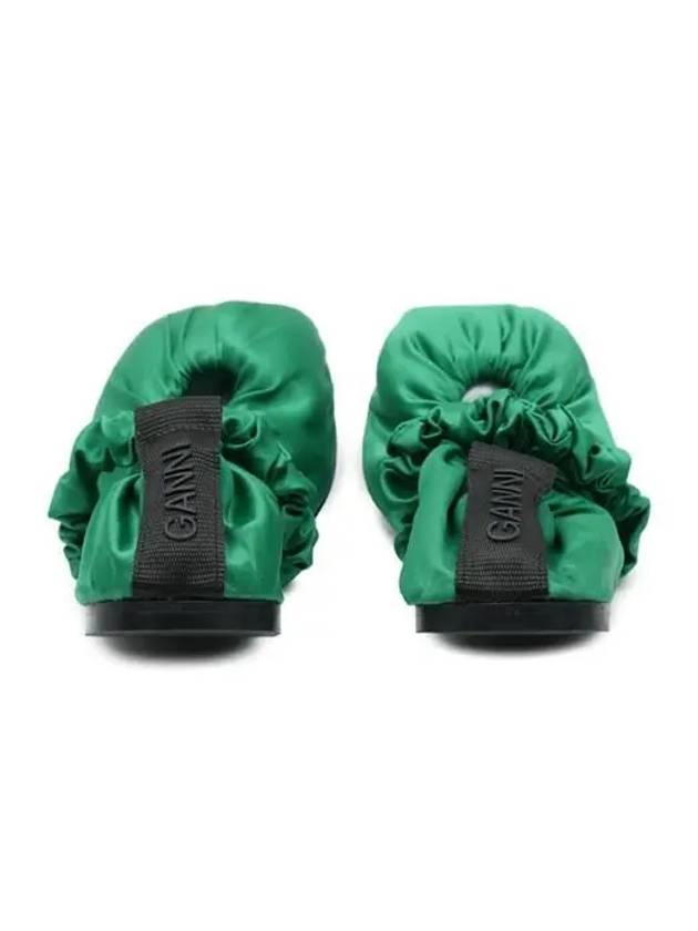 Scrunch Satin Ballerina Kelly Green - GANNI - 4