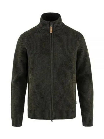 Men s OVIK Zip Cardigan Knit Dark Olive 87071633 FEN M NAVY - FJALL RAVEN - BALAAN 1