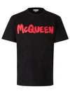 Graffiti Logo Print Short Sleeve T-Shirt Red Black - ALEXANDER MCQUEEN - BALAAN 2