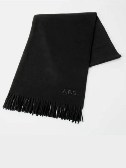 Signature Embroidered Logo Wool Muffler Black - A.P.C. - BALAAN 2