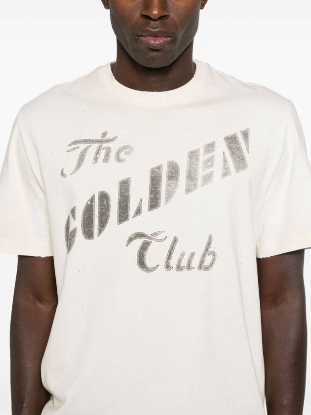 Gold Print Cotton Short Sleeve T-Shirt Heritage White - GOLDEN GOOSE - BALAAN 4