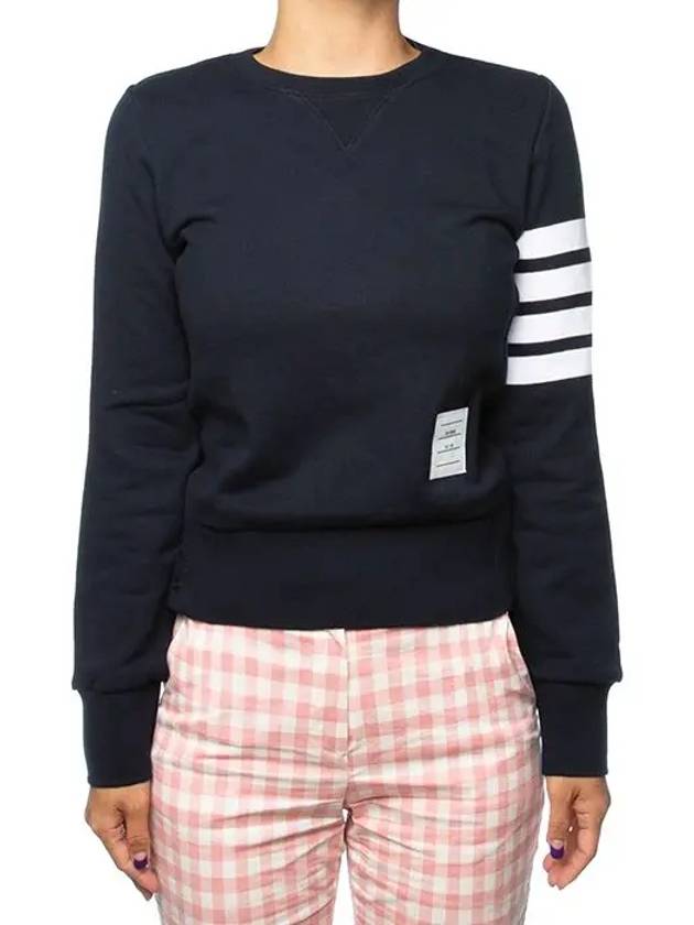 Engineered 4 Bar Stripe Loopback Jersey Knit Crewneck Sweatshirt Navy - THOM BROWNE - BALAAN 3