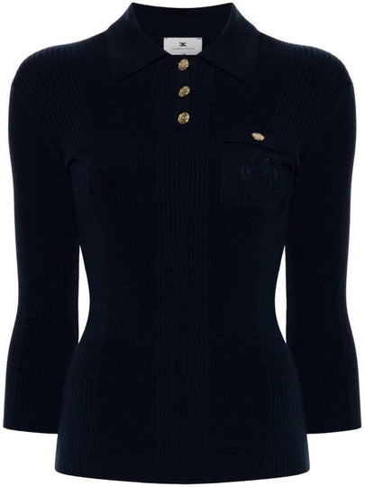 Embroidered logo knit PK shirt black - ELISABETTA FRANCHI - BALAAN 2