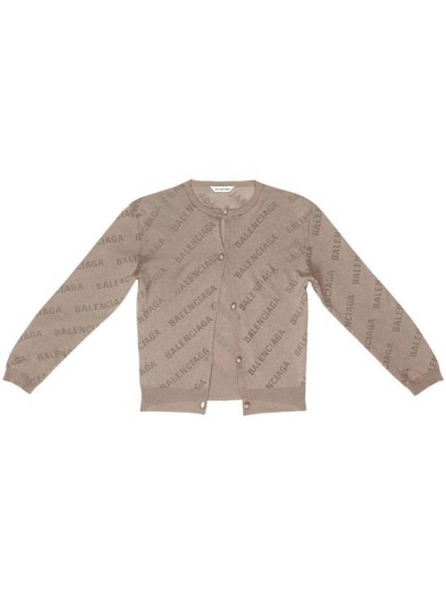 All-Over Logo Print Cotton Crop Cardigan Beige - BALENCIAGA - BALAAN 8