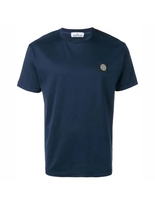 Men's Logo Patch Cotton Short Sleeve T-Shirt Navy - STONE ISLAND - BALAAN 1