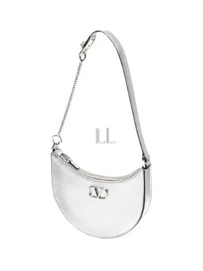 V Logo Chain Leather Shoulder Bag Silver - VALENTINO - BALAAN 2