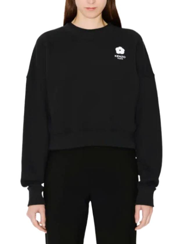 Boke Flower 2.0 Cropped Sweatshirt Black - KENZO - BALAAN 4