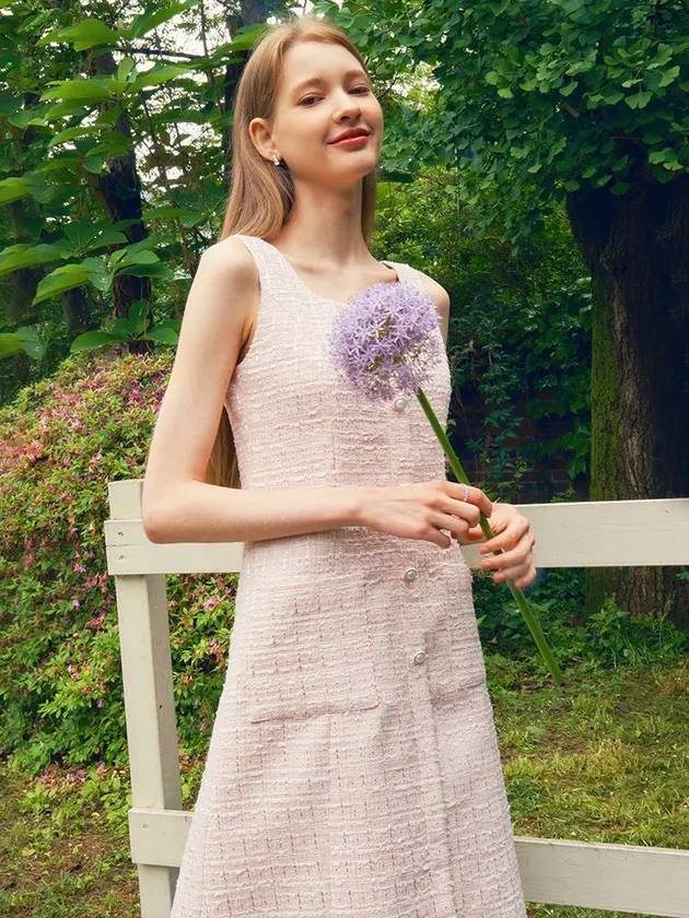 JANE U neck Sleeveless Tweed dress pink - AME - BALAAN 6