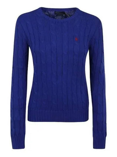 Embroidered Logo Pony Cable Knit Top Blue - POLO RALPH LAUREN - BALAAN 2